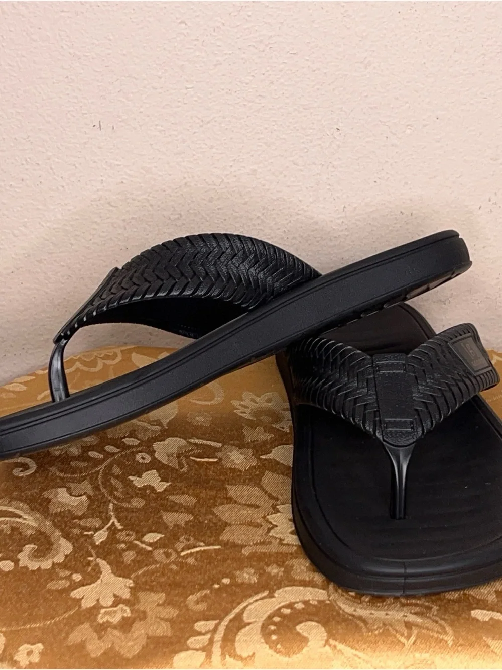 Nwot Mens Size 8 George Black Sandals Flip Flops Synthetic PVC Outdoor Beach